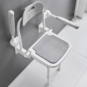 Diolans <b>Folding</b> Bath <b>Stool</b> With Armrests And Backrest 60x50x60Cm Aluminum Alloy Wall Mounted <b>Shower</b> Chair For Seniors - Product Image 1