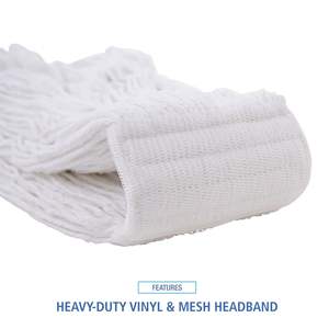 24 ออนซ์ หัวไม้ถูพื้นเรยอนแบบพรีเมียม รุ่น Saddleback สำหรับ Boardwalk BWK524R-สีขาว (12 ชิ้น/กล่อง) - Product Image 6