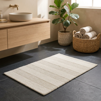 Tapis de salle de bain en coton tissé à la main Touch Ivory, tapis de sol écologique tissé naturellement, 50x80 cm, pour la maison et l'hôtel