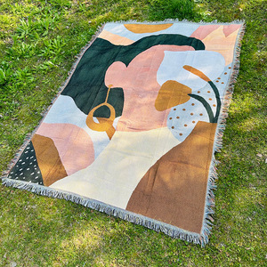 Tùy Chỉnh Phim Hoạt Hình Sang Trọng Cotton Polyester Dệt Dã Ngoại Thảm Ngoài Trời Thân Thiện Với Môi Lễ Hội Giáng Sinh Thảm Dệt Thảm Thảm Ném - Product Image 5