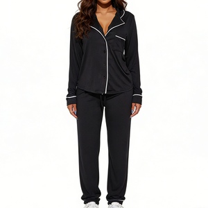 Conjunto de Pijama para Mujer Talla Grande, Camisa de Manga Larga con Botones y Pantalones Anchos, Ropa de Dormir de 2 Piezas, Moda - Product Image 6