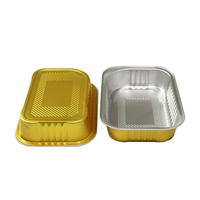 Barquette rectangulaire jetable en aluminium de 580 ml avec couvercle en PP, qualité alimentaire, pour emporter gâteaux et pâtes lors de fêtes