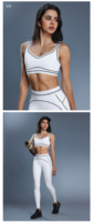 Ensemble de yoga pour femme, color block, soutien-gorge de sport dos en U avec coussinets amovibles et leggings taille haute effet push-up, sensation seconde peau, ensembles d'entraînement