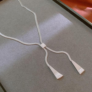 复古长链时尚饰品项链2色锆石吊坠项链不锈钢饰品厂家批发项链 - Product Image 6