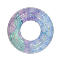 Bouée de bain gonflable en PVC légère et pliable avec logo personnalisé, motif sirène pour enfants, vente en gros d'usine pour fêtes à la plage