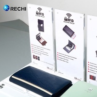 Présentoir de Portefeuille Universel Personnalisé RECHI en Acrylique et Cuir PU avec Page de Couleur Remplaçable