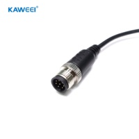 M12 6Pin pria. Ke Dual M12 2 + 4Pin Wanita kabel tahan air perakitan