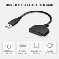 Câble adaptateur USB 3.0 vers SATA 22 broches pour disque dur SSD/HDD 2,5 pouces, convertisseur 5 Gbit/s, 15 cm, USB-A vers SATA, vente en gros