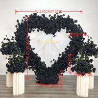 Arrangement de fleurs de mariage personnalisé DKB arc de mariage en forme de coeur fleurs arc de coeur rose en soie noire pour mariage