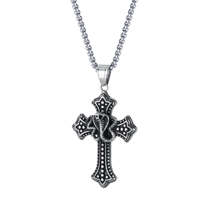 FANKE Youdemei - Collar Personalizado <span class=keywords><strong>de</strong></span> Acero Inoxidable con Colgante <span class=keywords><strong>de</strong></span> <span class=keywords><strong>Cruz</strong></span>, Diseño Punk, Estilo Hip-Hop, Plateado, para Hombre - Product Image 3