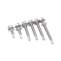 Tornillo Autoperforante de Cabeza Hexagonal de Grado Industrial, Acero al Carbono, Rosca UNF, Zincado Azul-Blanco con Arandela Integrada