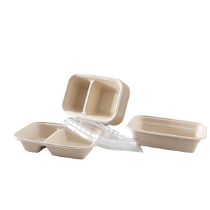 Caja Bento de bagazo con tapa compostable con tapa para llevar restaurante de grado alimenticio uso compostable servicio OEM - Product Image 1