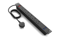 Stop Kontak Ekstensi 6 Lubang 13A dengan Proteksi Lonjakan Arus, Multi-Plug, PDU Saklar, Kabel Tembaga 2M, untuk Rumah, Kantor, Server, Dinding, Aluminium
