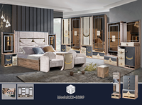 Ensemble de meubles de chambre à coucher en bois au design classique, villa moderne, suite de luxe complète, lit double en cuir king size