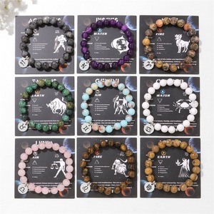 Bracelet en Pierre Œil de Tigre Naturelle, Pendentif Signe Astrologique en Acier Inoxydable, Bracelet Élastique Perlé, Bijou <span class=keywords><strong>Horoscope</strong></span> pour Hommes et Femmes, Cadeau - Product Image 2