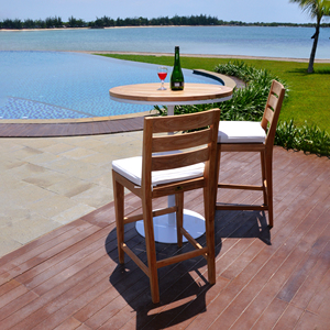 El juego de mesa de bar Cattalina combina madera de teca moderna y hierro resistente, perfecto para la elegancia al aire libre en casas, villas y resorts. - Product Image 3