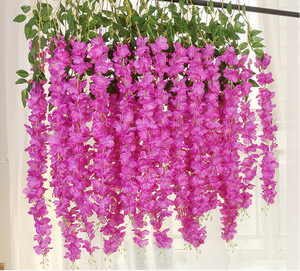 Guirnalda <span class=keywords><strong>de</strong></span> Glicinia Artificial al por Mayor, Flores <span class=keywords><strong>de</strong></span> Seda Colgantes <span class=keywords><strong>de</strong></span> Color Morado, Plantas Decorativas Colgantes para Eventos <span class=keywords><strong>de</strong></span> Boda - Product Image 4