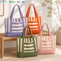 Sac fourre-tout durable en toile de coton rayée 10 oz, couleur vermillon, réutilisable, sac à main pour le shopping, sac à bandoulière, écologique, promotion de cadeaux