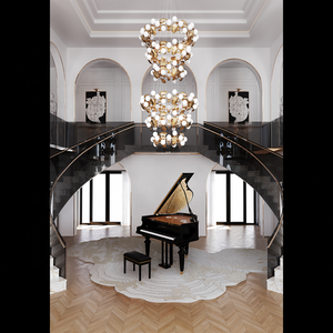 Lampadario moderno semplice della scala del lampadario della villa di lusso oro lustre alte lampade per il soggiorno della scala del ristorante decorativo - Product Image 4