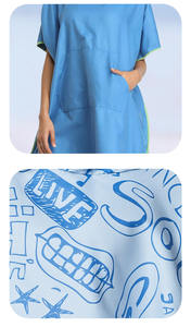 Accappatoio da Spiaggia con Cappuccio in Microfibra, Poncho ad Asciugatura Rapida con Bottoni Laterali, Asciugamano con Cappuccio Assorbente per Nuoto - Product Image 4