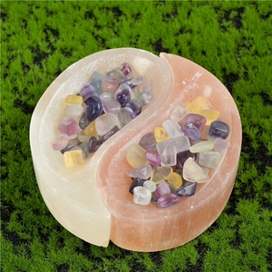 Bol Taiji en Sélénite Orange Polie, Style Feng Shui, Pierre Naturelle Façonnée, Artisanat de Guérison, en Gros - Product Image 1