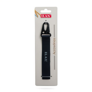 Portachiavi Ilan 18,5x2,5 cm in nylon blu scuro con gancio in metallo per borse e accessori - Product Image 1