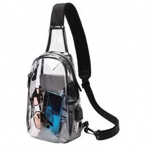 Bolso Bandolera Transparente de PVC con Carga USB, Bolso Deportivo para el Pecho, Bolso Cruzado Casual para Damas y Caballeros - Product Image 2