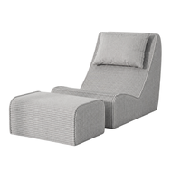 Ensemble fauteuil inclinable surdimensionné en velours côtelé avec ottoman, style bohème moderne et confortable, sans accoudoirs, pour mobilier de maison et appartement