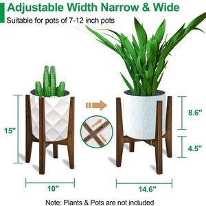 Support de plantes pliable en bois massif, carré, 28x25,5x35,5 cm, marron foncé, pour utilisation sur table de balcon - Product Image 3
