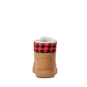 Lace Up Suede Kids Winter <b>Ankle</b> <b>Boots</b> Plaid Cuff Fuzzy Lining Non Slip Rubber Sole Daily Walking Footwear - Product Image 2