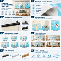Peinture au pistolet PVC personnalisée, illustration esthétique moderne, stock US, livraison rapide en 48h, 3 pièces, art mural noir à suspendre