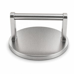 Prensa de Hambúrguer de Aço Inoxidável Durável com Cabo Longo, Antiaderente, Multifuncional para Uso Comercial, Prensa de Carne e Proteína - Product Image 1