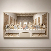 Sculpture en relief de la Dernière Cène, sculptée à la main dans le marbre naturel, art mural religieux en pierre pour la décoration de l'église ou de la villa