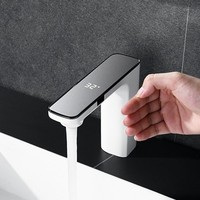 Robinet mitigeur intelligent sans contact à affichage numérique, avec capteur, à poignée unique, à cartouche céramique et débit contrôlé, pour salle de bain et chambre