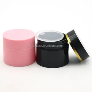 空化妆品凝胶指甲容器黑色塑料指甲凝胶罐，带金边5毫升15毫升30毫升50毫升