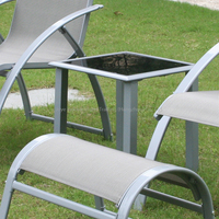 Joyeleisure Ensemble de chaises suspendues en aluminium KD durables pour l'extérieur, avec ottomanes et table basse latérale, pour villa/parc, 5 pièces, mobilier métallique pliable