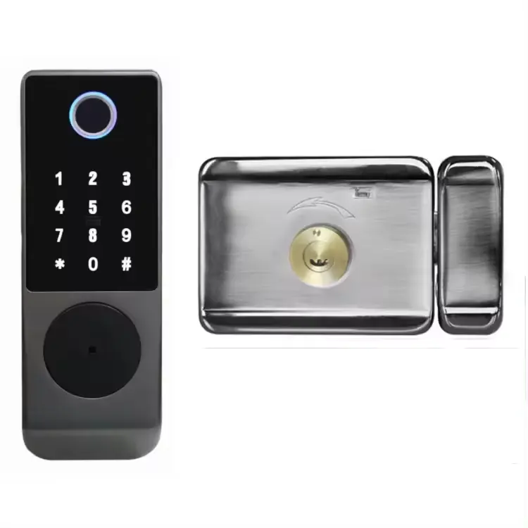 Waterproof Outdoor Gate Door Electronic Fingerprint Door Lock Smart Electric Rim Lock