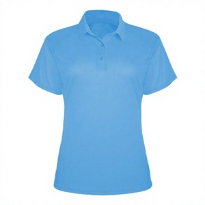 Light <b>Blue</b> Knitted <b>Polo</b> <b>Shirt</b> Short Sleeve Custom Logo Casual Uniform Tee - Product Image 3