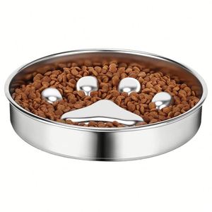 Nouveau Bol pour Animaux de Compagnie en Acier Inoxydable Écologique pour Alimentation Lente, Anti-Dérapant, Anti-Choc, Anti-Étouffement, Approvisionnement Immédiat, pour le Marché International - Product Image 1