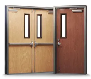 UL/WH/FM personalizado aprueba puertas de madera resistentes al fuego y marco de acero puertas de hotel ignífugas