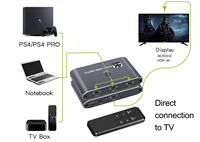Conmutador HDMI 3x1 4K 2.0b 18Gbps HDR, Conmutador de Audio y Video, 3 Entradas a 1 Salida con Control Remoto para PS4, XBOX, STB, PC