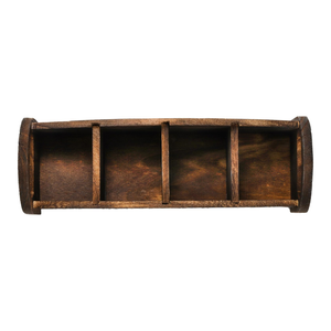 Organizador de Escritorio Rústico de Madera al por Mayor de Fábrica, Sistema de Almacenamiento para Controles Remotos con 4 Compartimentos y Dos Asas - Product Image 3