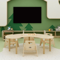 ASTM EN71 Fasulye Şeklinde Ahşap Masa Yüksekliği 4 Seviyeli Çocuk Anaokulu Mobilyası Montessori Kreş Mobilyası