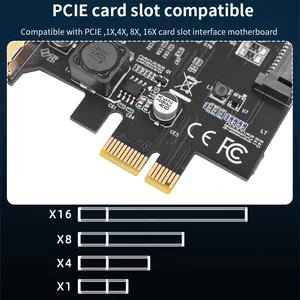 TISHRIC PCI-E1Xから2ポートType-c3ポートusb3.0拡張アダプターボードPCIコントローラーPCIE1/4/8/16Xカード付きアドオンカード