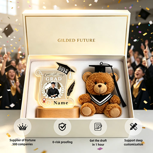 Coffret Cadeau Personnalisé Ours Lumineux Décoratif Commémoratif pour la Remise des Diplômes Scolaires – Idéal pour les Amis - Product Image 1