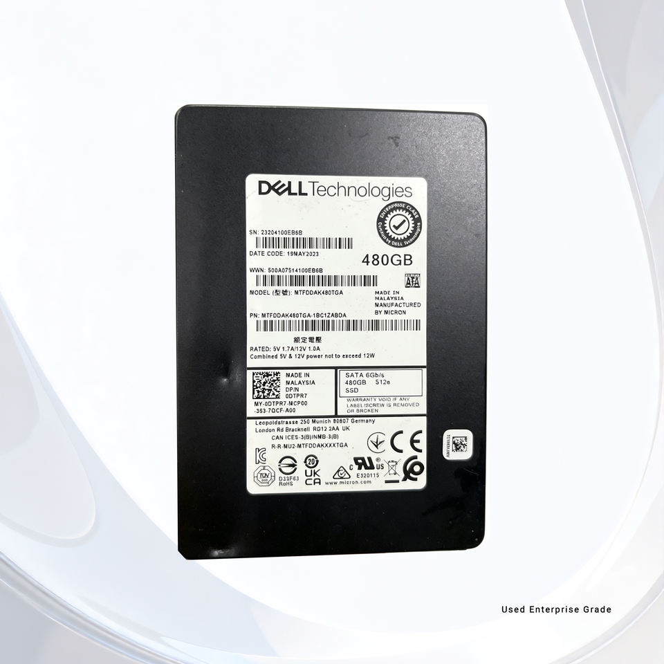 Refurbished for 480GB Internal SATA 3.0 SSD MTFDDAK480TGA for 0DTPR7 ...