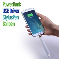 Stylo Power Bank avec Stylet Tactile, Clé USB, Batterie Li-ion, Certifié CE RoHS, 2 Ports USB, en Métal – Fournisseur Chinois