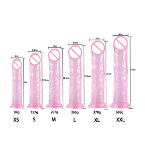 Damen-Spielzeug Dildo realistischer weicher Kristallpenis Dildo günstiger Preis bunter Gelee-Dildo mit starker saugglocke - Product Image 1