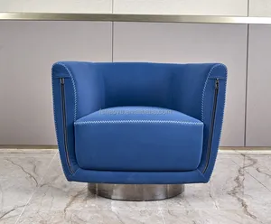 Chaise de salon en cuir bleu, siège repose-pieds, siège décontracté, nouveau design italien, livraison gratuite