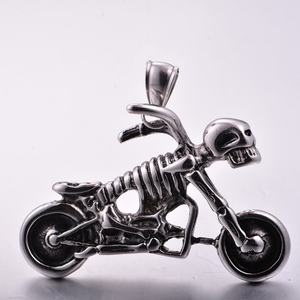 Collier pour homme en acier inoxydable, style punk gothique, avec crâne et locomotive, pour motard - Product Image 6